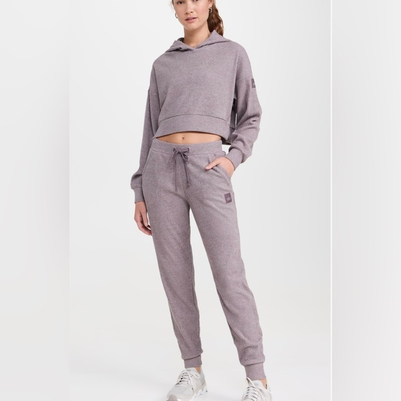 ALO - Muse Cropped Hoodie / Joggers - Color: Raisinette Heather - Picture 1 of 16